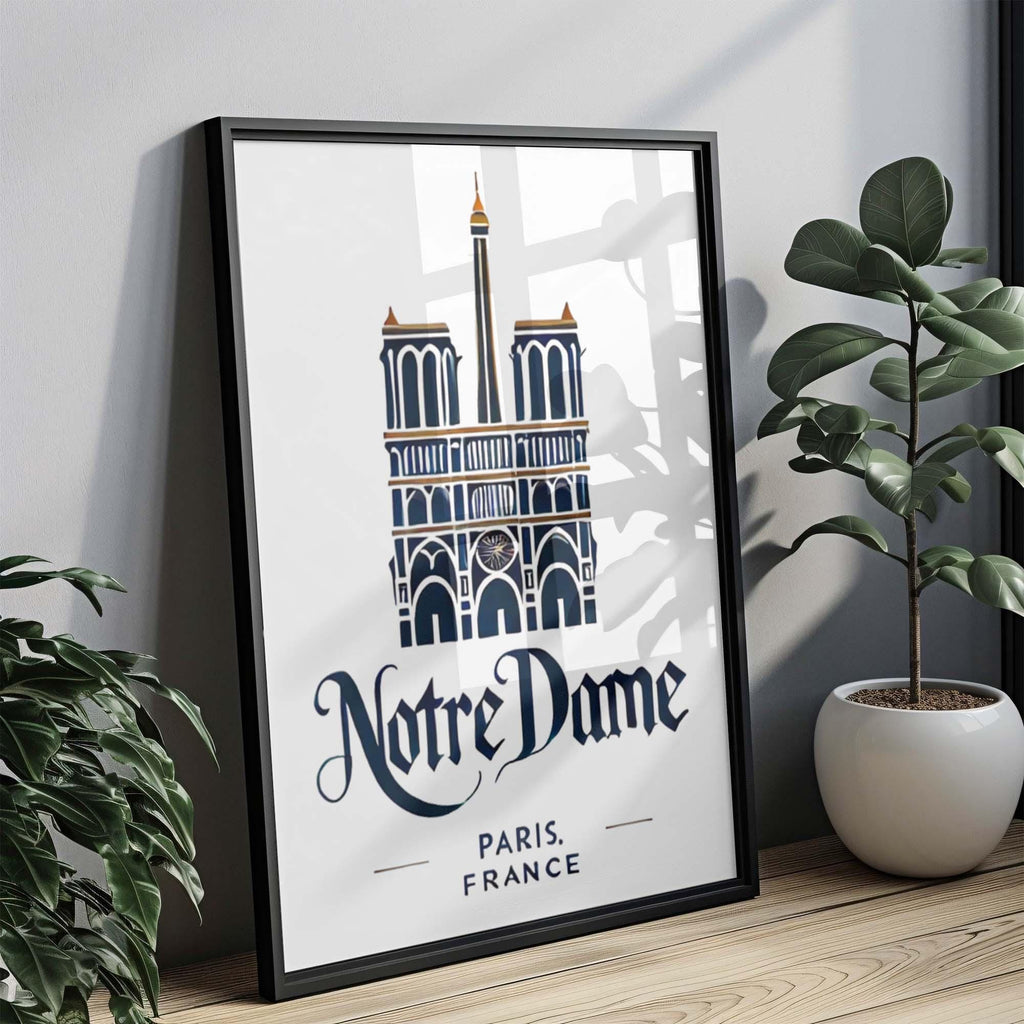 Notre Dame Print Paris Wall Art, French Travel Decor, Notre Dame Cathedral Poster for Home & Office Decor