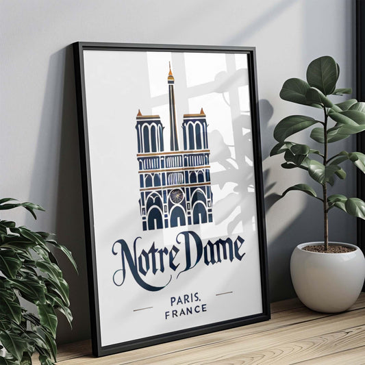 Notre Dame Print Paris Wall Art, French Travel Decor, Notre Dame Cathedral Poster for Home & Office Decor