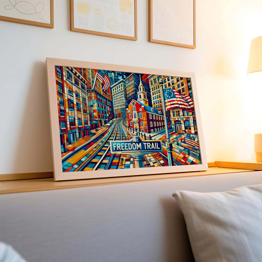 Boston Art Freedom Trail Map Print – Massachusetts Travel Wall Art, Historic Boston Decor, Housewarming Gift, City Illustration Poster