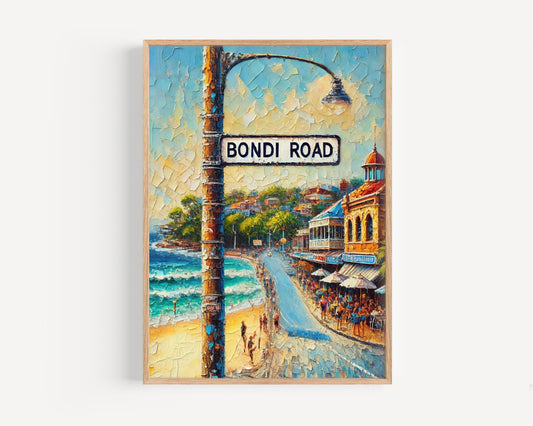 Sydney Bondi Rd Wall Art Print - Travel Poster, Australia Decor, Housewarming Gift, Sydney Art & Australia Travel Print