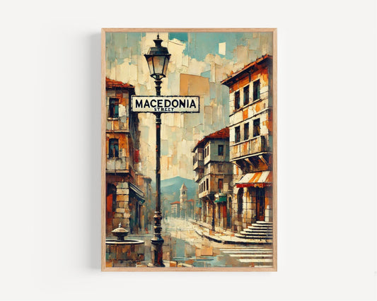 Macedonia Street Wall Art, Skopje Print, North Macedonia Travel Poster, Cityscape Decor, European Vacation Artwork, Gift for Travelers