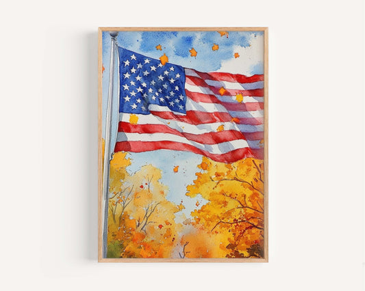 American Flag Artwork Wall Art | Patriotic USA Poster | United States Home Decor Print | American Flag Decor for Living Room & Office