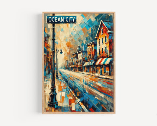 New Jersey Ocean City Wall Art Print - Travel Poster, Beach Decor, Housewarming Gift, American Coastal Art, NJ Travel Print