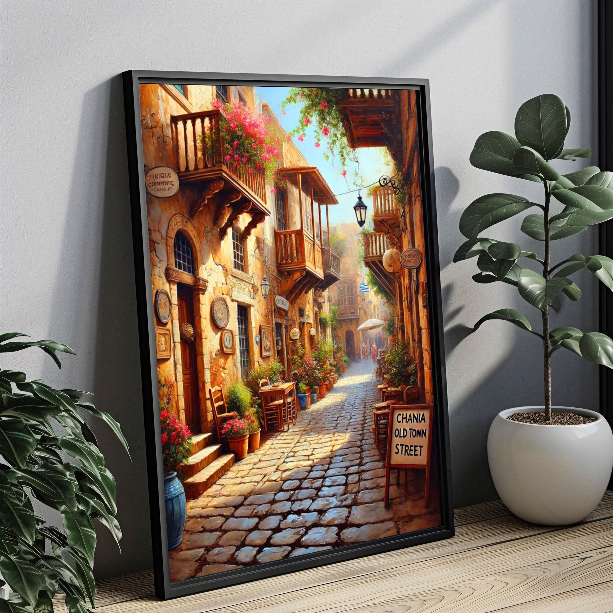 Chania Old Town Street Sign Print: Crete Greece Travel Poster
