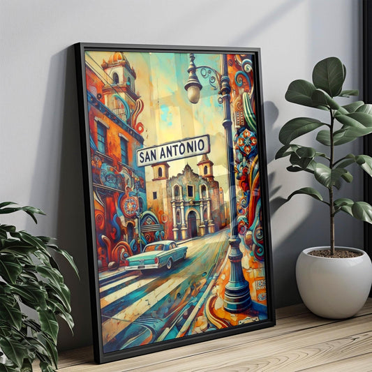 San Antonio Wall Art Print - Texas Travel Poster, USA Souvenir, Housewarming Gift, San Antonio Texas Artwork Decor