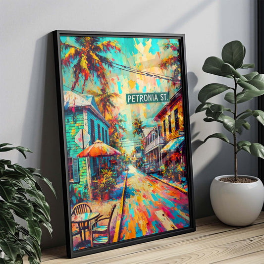 Petronia St Print - Key West Wall Art, Florida Travel Poster, Petronia Street Map, Housewarming & Florida Gift, Coastal Home Decor