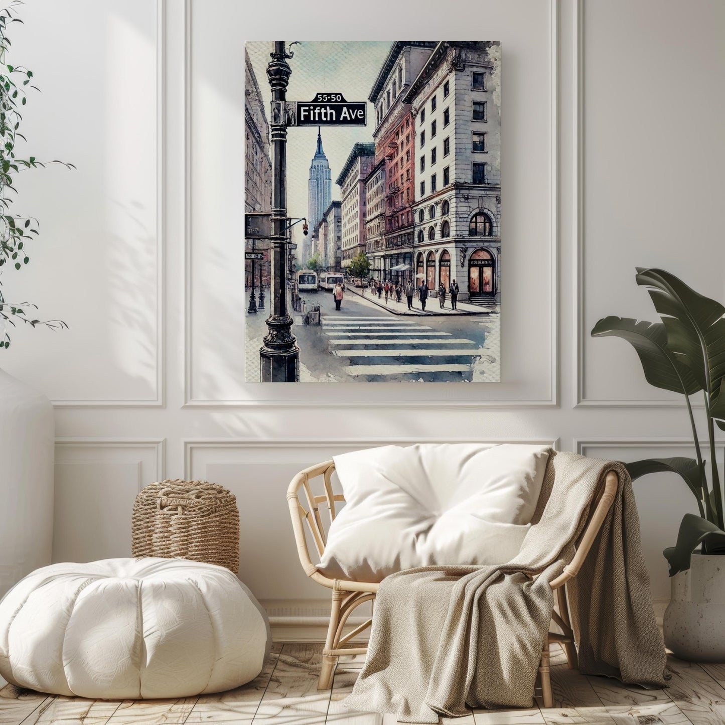 Fifth Avenue Watercolor Print, Manhattan New York City Wall Art