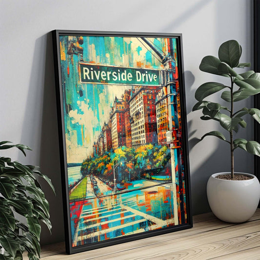 Riverside Drive Wall Art NYC Print, Manhattan Travel Poster, New York City Gift, Modern Urban Home Decor, House