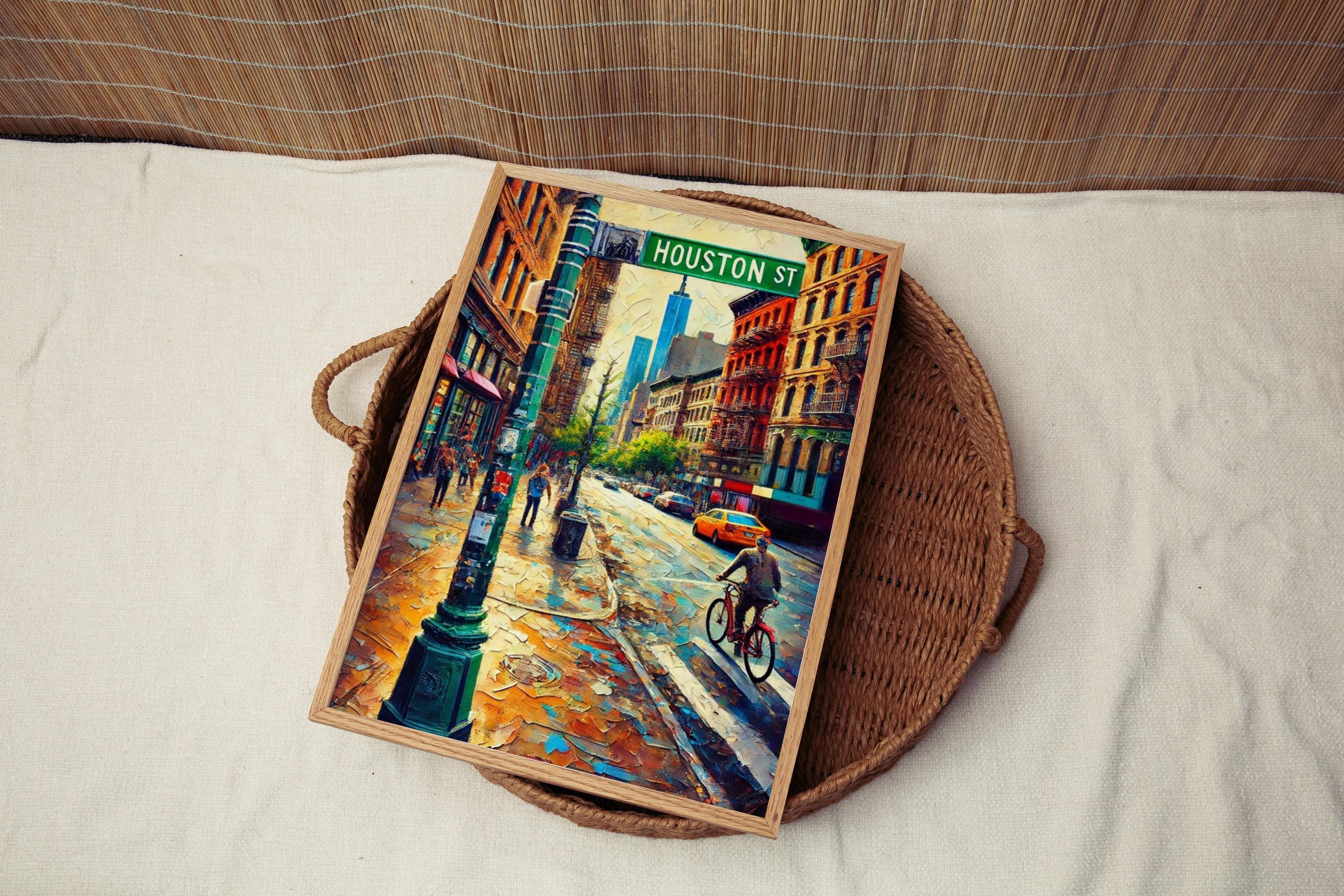 Manhattan Houston St Wall Art Print - New York Travel Poster, NYC Street Map, Housewarming Gift, Modern Cityscape Artwork