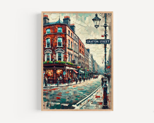 Grafton Street Wall Art, Dublin Print, Ireland Travel Poster, Cityscape Artwork, European Street Scene, Home Decor, Gift for Travelers