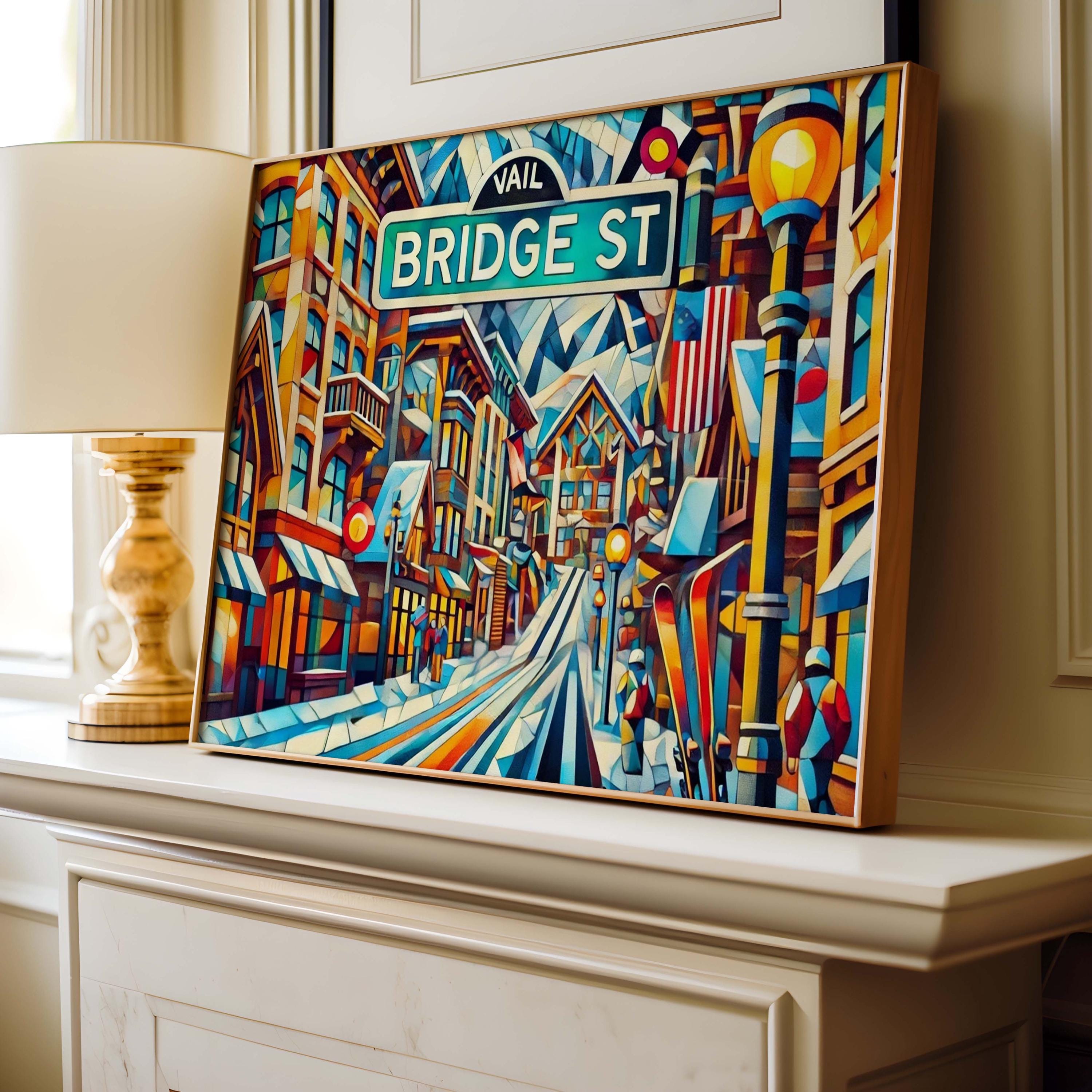 Bridge Street Wall Art Print - Vail Travel Poster, Colorado Gift & Housewarming Decor, Scenic Bridge St Vail Art for Home