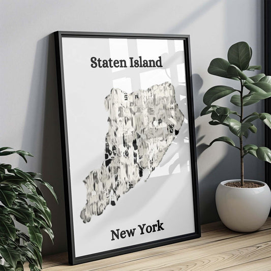 Staten Island Print - New York City Wall Art, Travel Decor, Housewarming & College Gift, Staten Island Map Poster for Home or Office