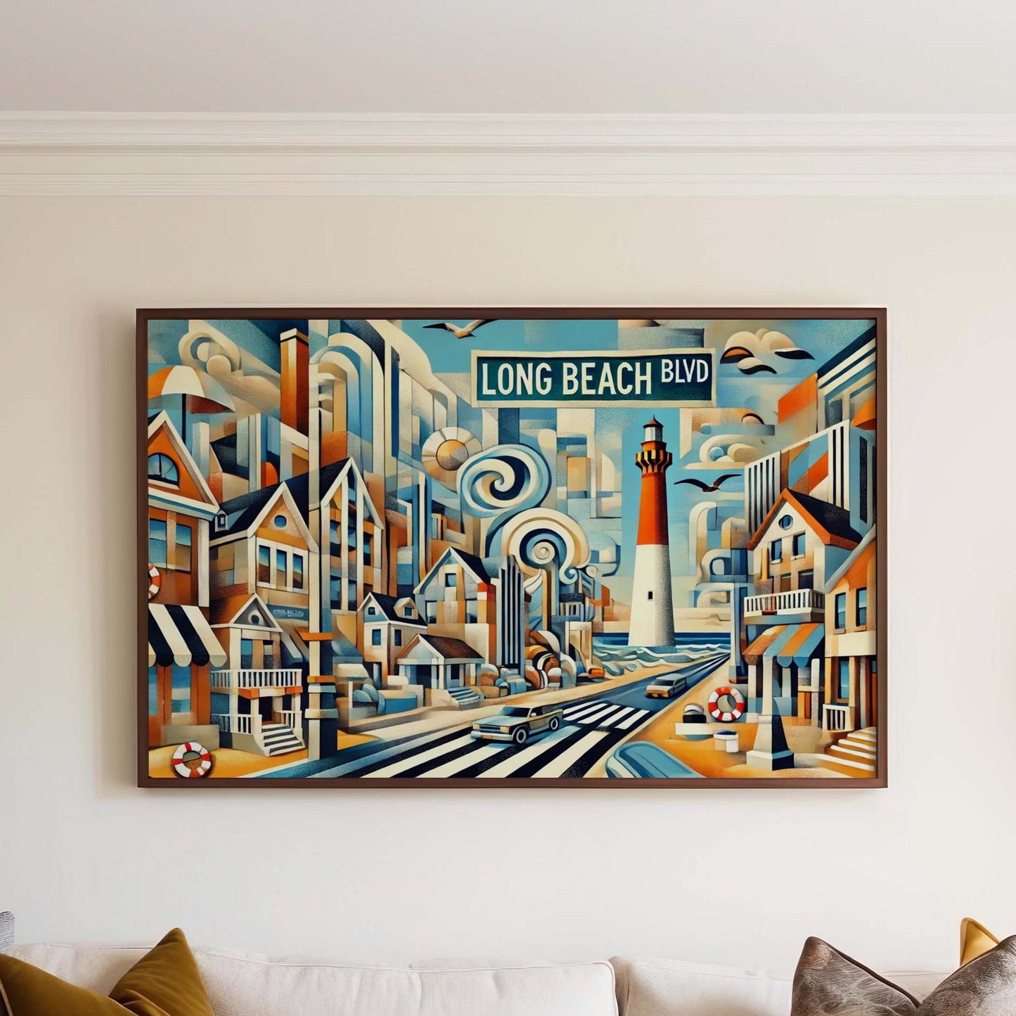 Long Beach Boulevard Wall Art Print - LBI Travel Poster & Jersey Shore Coastal Home Decor, Beach Map Illustration, Housewarming Gift