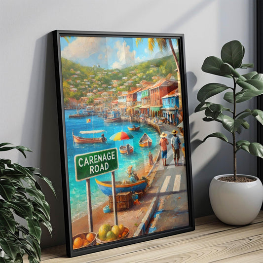 Grenada Art, Carenage Road Wall Art, St. George’s Print, Caribbean Coastal Scene, Travel Souvenir, Home Décor, Vibrant Caribbean Gift