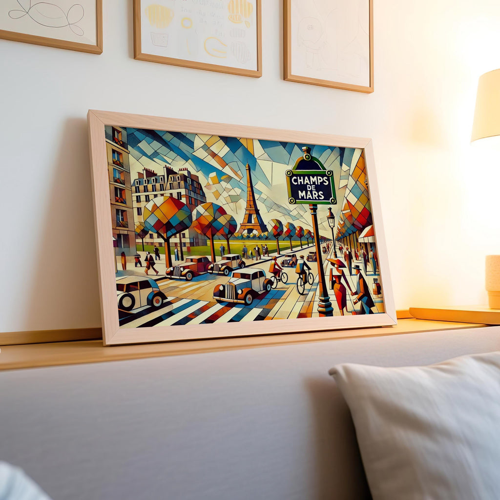 Champs de Mars Wall Art Print - Paris Travel Poster, France Gift & Souvenir, Housewarming Decor, French Cityscape Illustration