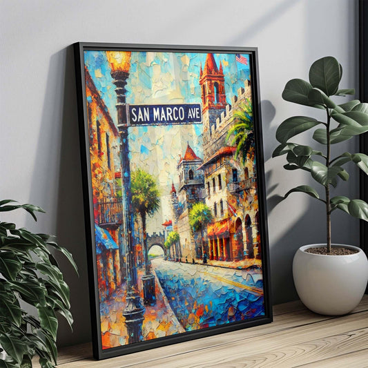 San Marco Ave Print – St Augustine Travel Poster, Florida Wall Art, San Marco Avenue Decor, Housewarming & Florida Gift Ideas