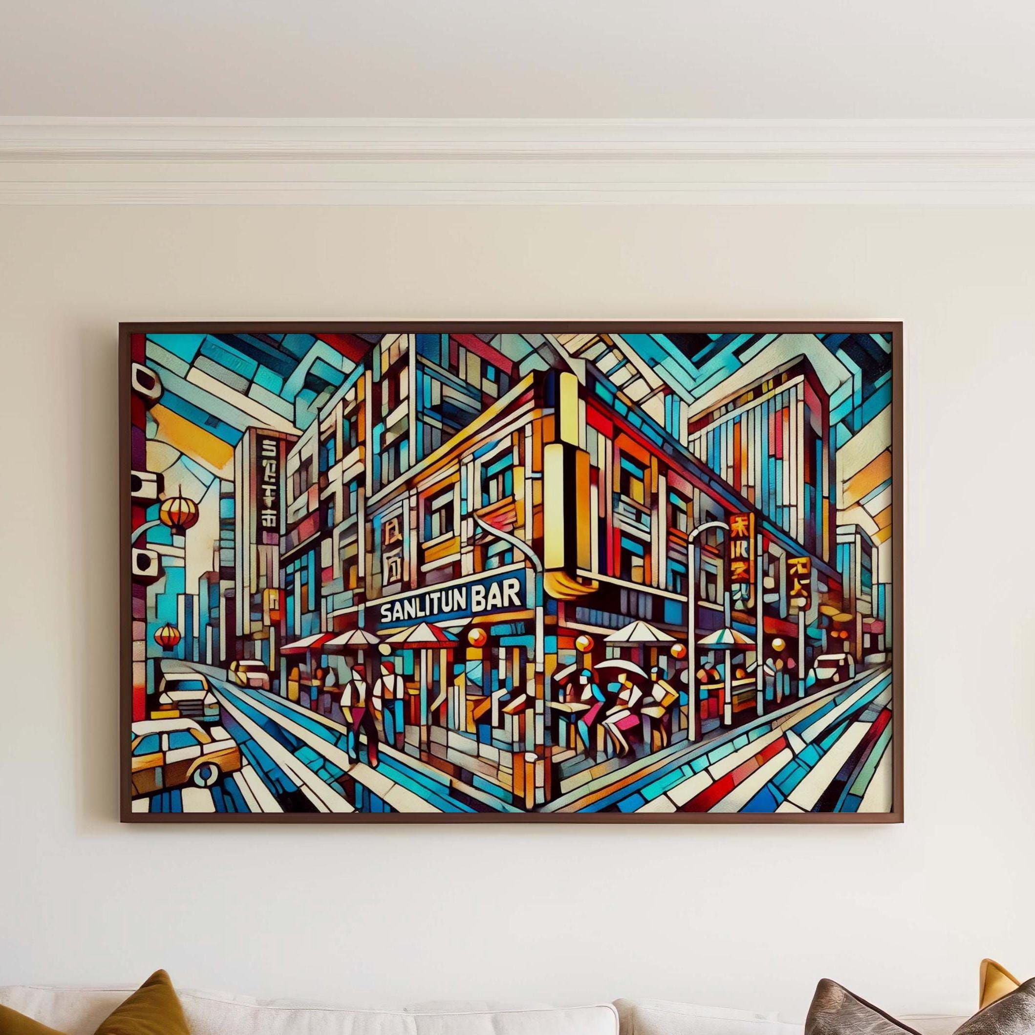 Sanlitun Bar Street Wall Art Print, Beijing Travel Poster, Modern Home Decor, Gift & Housewarming Present, Sanlitun Bar Art Decor