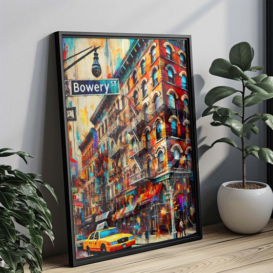 Bowery St Print - Manhattan Wall Art, NYC Travel Poster, New York City Gift & Housewarming Decor
