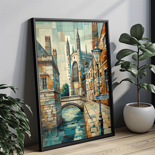 Cambridge Wall Art Print – UK Travel Poster, United Kingdom Artwork, Housewarming Gift, Cambridge Cityscape Art, UK Home Decor