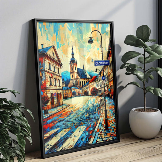 Chomutov Art Print Czech Republic City Travel Poster Wall Decor Housewarming Gift Modern Typography Design