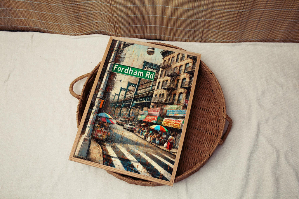 Fordham Drive Oil Painting Art Print: Bronx NYC Street Sign Travel Poster