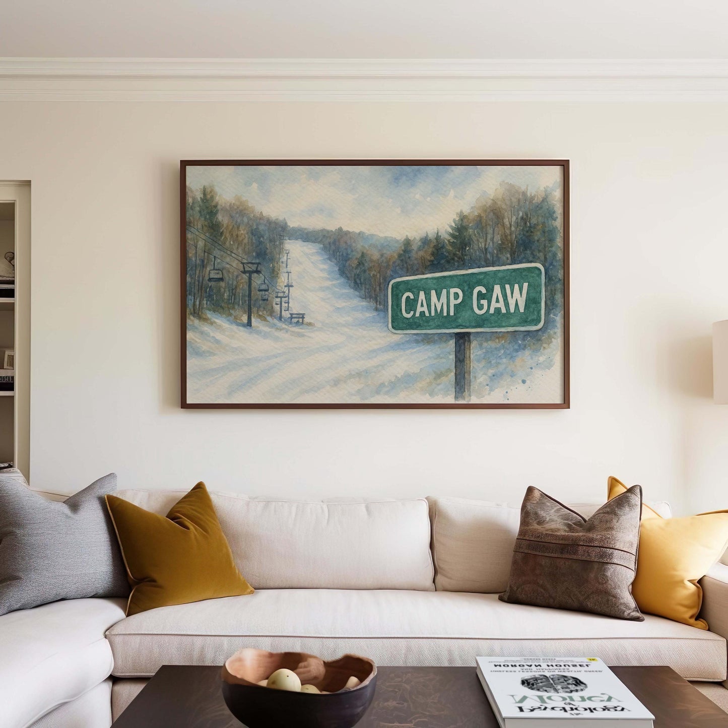 Camp Gaw Ski Resort Watercolor Art Print