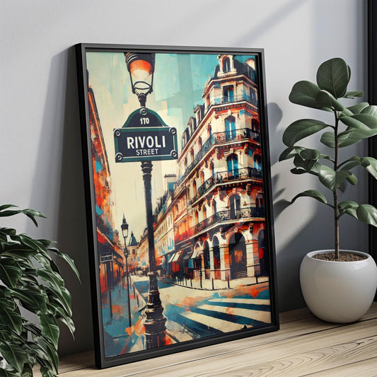 Rivoli Street Wall Art Paris Print, Rue de Rivoli Travel Poster, France Gift, Housewarming Decor, Vintage Style Cityscape Illustration