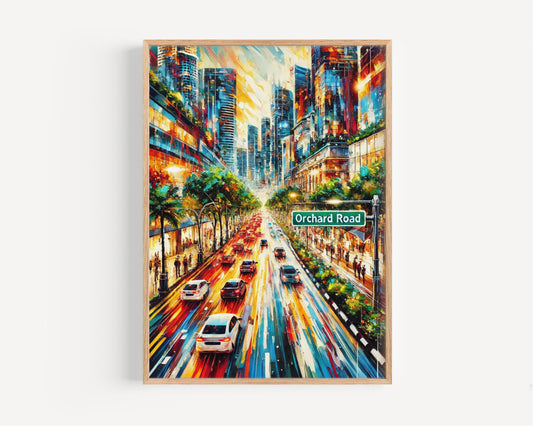 Orchard Road Wall Art Singapore Print Travel Poster Asian Home Decor Housewarming Gift Wall Decor
