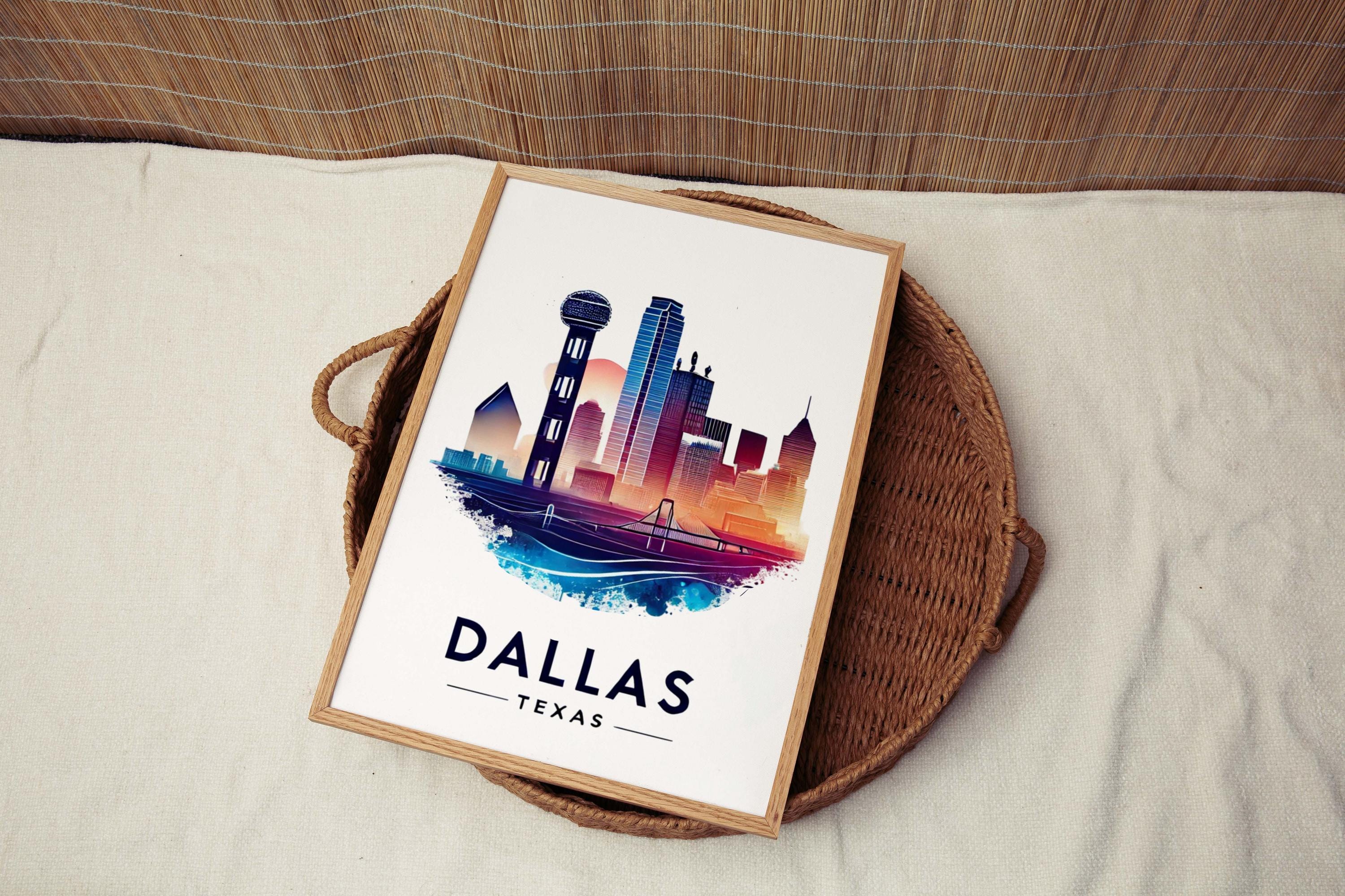 Dallas Print Texas Wall Art - Travel Decor, Housewarming & Graduation Gift, College Dorm Art, Unique TX Home Decoration