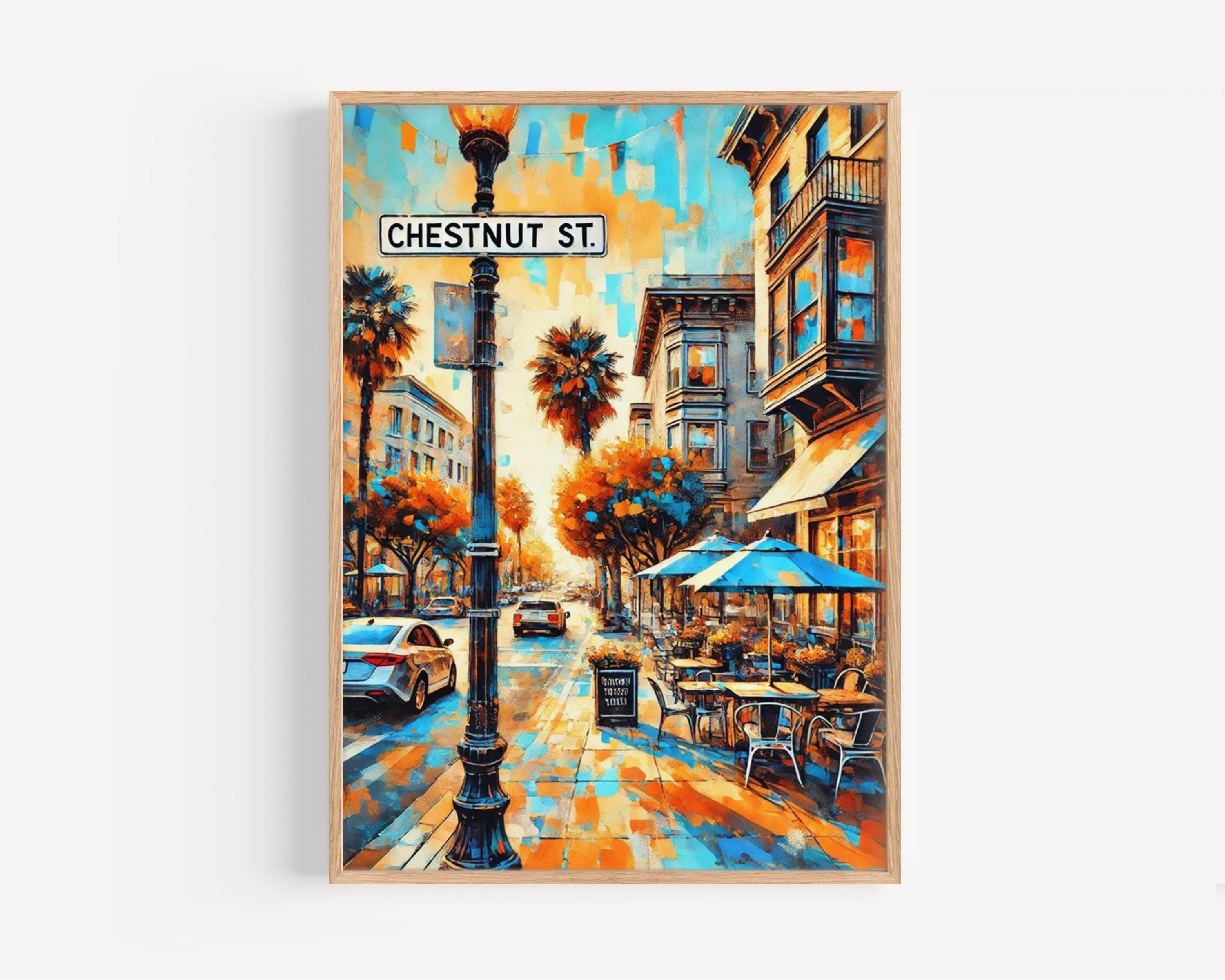 Chestnut St Wall Art, Chestnut Street Print, San Francisco Art, SF Gift, Travel Print, Travel Poster, Housewarming Gift, California Artwork