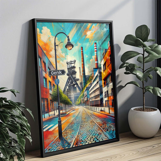 Genk Art Wall Print - Belgium City Travel Poster, European Artwork, Perfect Housewarming Gift, Genk Wall Decor, Belgium Map Print