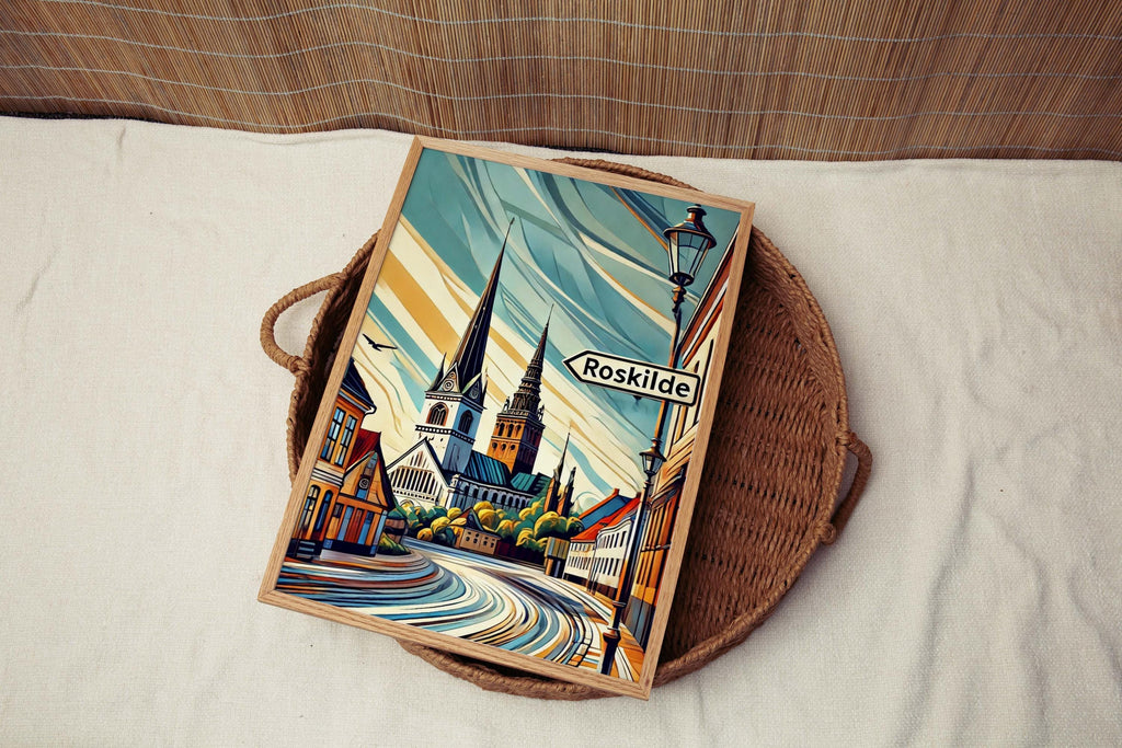 Roskilde Art Print - Denmark Travel Poster, Scandinavian Wall Art, Europe City Gift, Roskilde Home Decor, Modern Housewarming Present