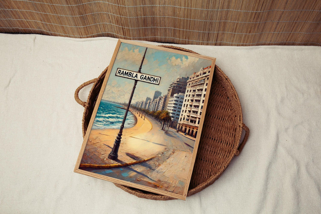 Montevideo Rambla Gandhi Wall Art Print – Uruguay Travel Poster, Housewarming Gift, Montevideo Home Decor, South America Artwork