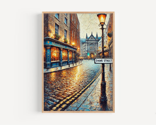 Ireland Dame St Wall Art, Dublin Print Travel Poster, Ireland Gift, Housewarming Decor, Irish Artwork, City Map Wall Decor