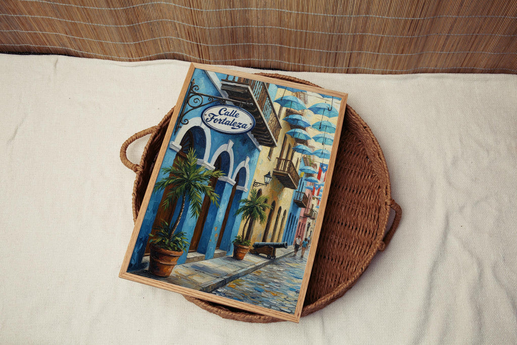 Calle Fortaleza Street Sign Print: Old San Juan Puerto Rico Travel Poster