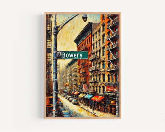 New York Bowery Street Wall Art Print, Manhattan Travel Poster, NYC Artwork, New York Gift, Housewarming & Home Decor