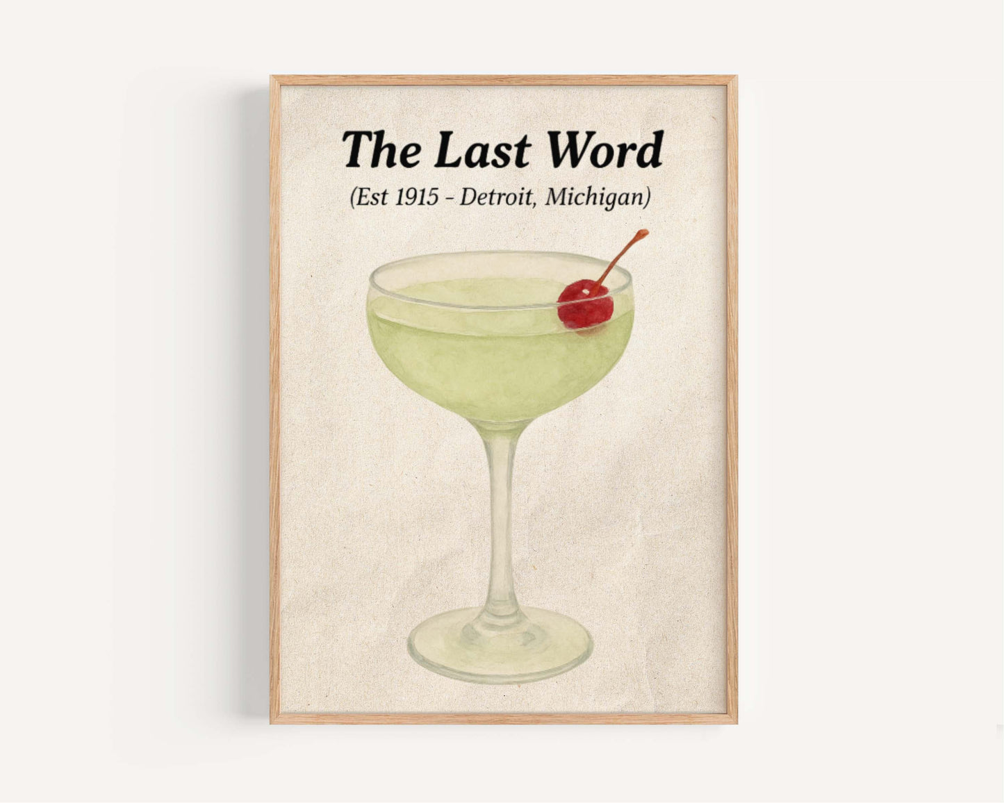 Last Word Cocktail Artwork, Gin Drink Print, Prohibition Style Wall Decor, Lime Garnish Art, Retro Mixology Poster, Bar Cart Decor