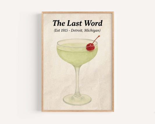 Last Word Cocktail Artwork, Gin Drink Print, Prohibition Style Wall Decor, Lime Garnish Art, Retro Mixology Poster, Bar Cart Decor
