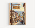 Bitola Oil Painting Art Print: North Macedonia Street Sign Travel Poster