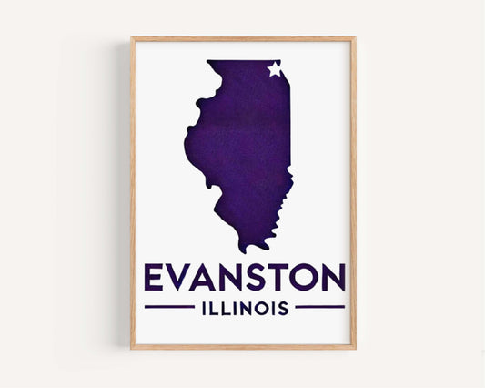 Evanston Print: Illinois Wall Art Travel Decor, College Gift, Housewarming & Home Decoration, Evanston IL Map Poster