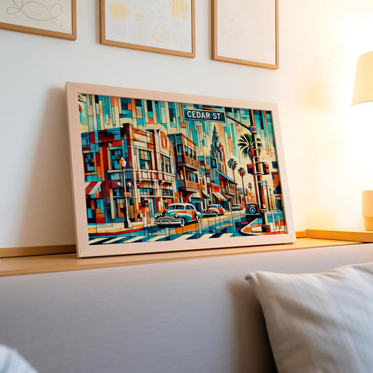 Cedar St Wall Art - San Diego Travel Print, California Map Poster, Modern Cali Decor, Housewarming Gift, Cedar Street Map Artwork