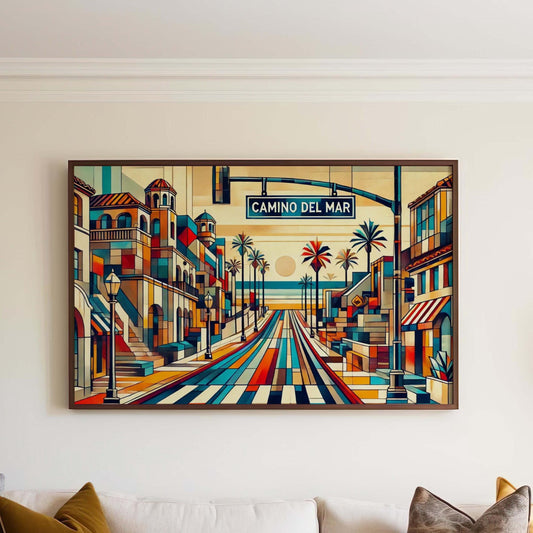 Camino Del Mar Wall Art Print - California Travel Poster, Del Mar Gift, Beach Housewarming Decor, Coastal Home Art