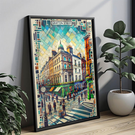 Dublin Grafton St Wall Art Print - Travel Poster, Ireland Souvenir & Housewarming Gift, Dublin City Map Art, Irish Home Decor