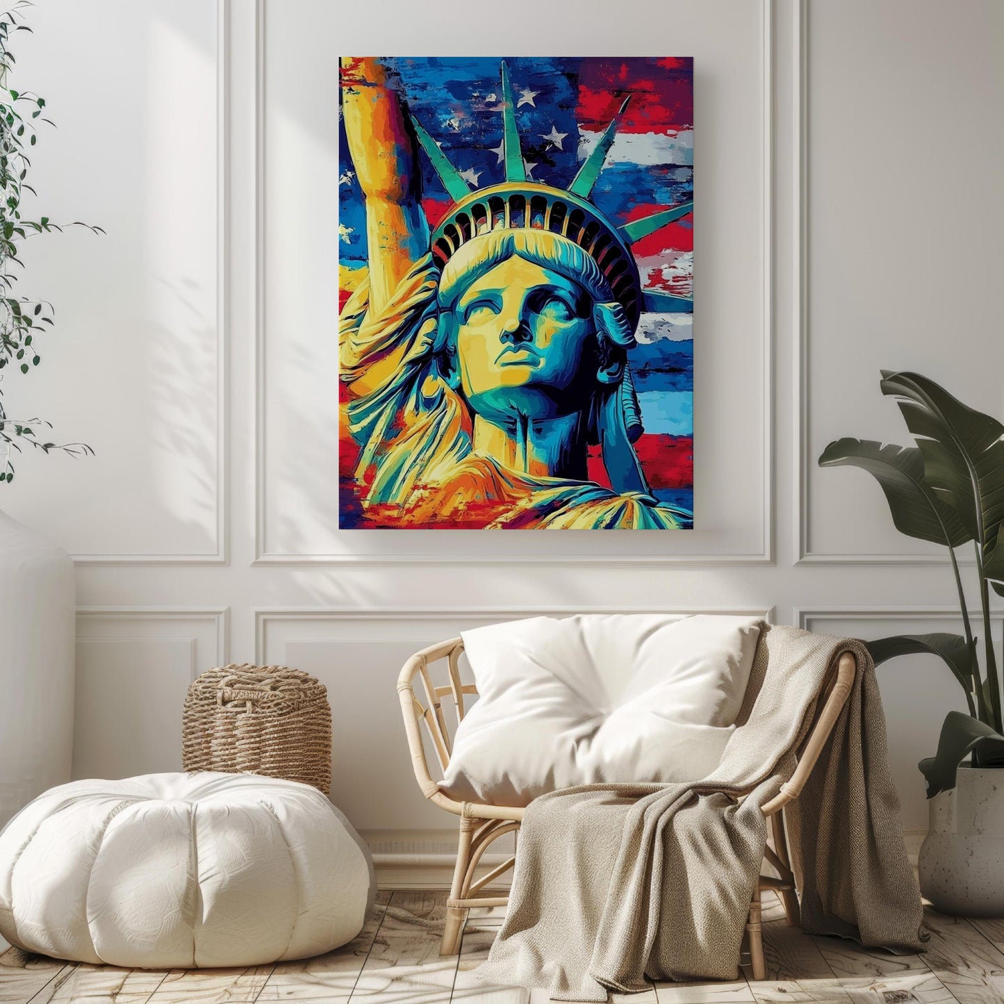 Statue of Liberty Abstract USA Wall Art | Patriotic American Independence Poster | United States Home Decor