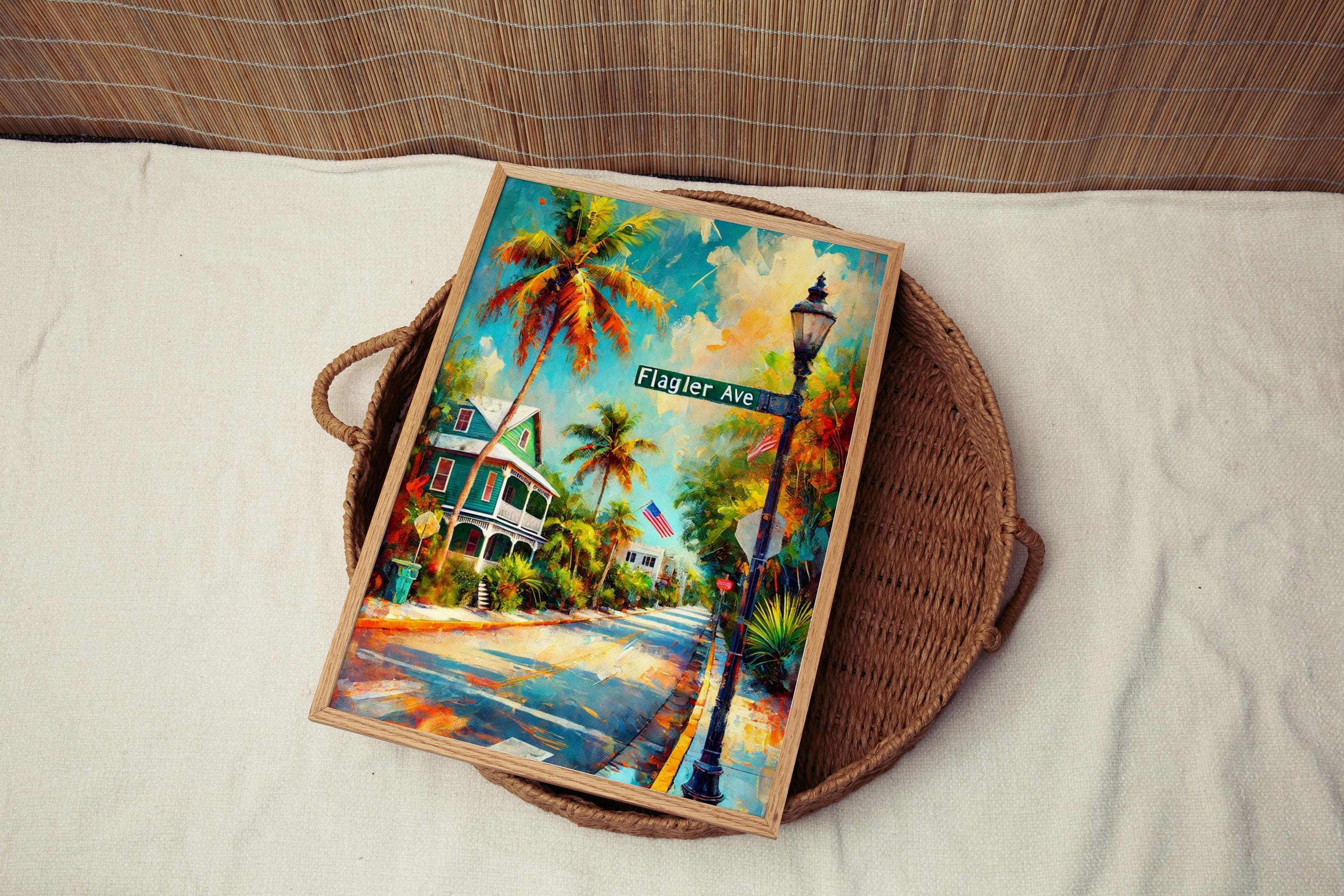 Flagler Ave Vintage Print - Key West, Florida, USA