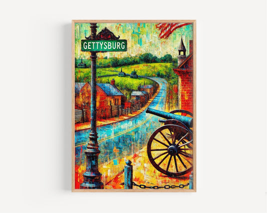 Gettysburg Wall Art Print, Pennsylvania Travel Poster, USA Home Decor, Housewarming Gift, Historical Map Illustration, Vintage Style Artwork