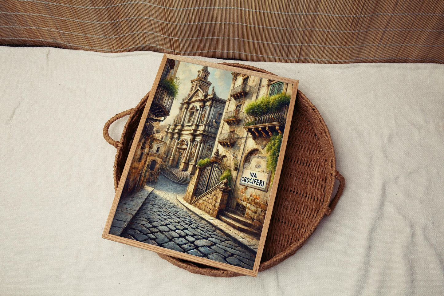 Via Crociferi Catania Italy Art Print, Baroque Street Scene