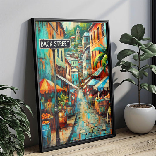 Back Street Wall Art, Kingstown Print, Saint Vincent and the Grenadines Art, Travel Poster, Souvenir Gift, Vibrant Street Scene