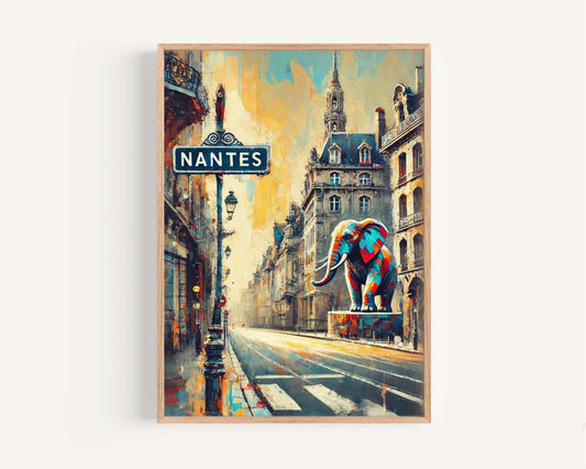 Nantes Art Print: France Travel Poster, French Wall Art, European Artwork, Housewarming Gift, Nantes Cityscape Illustration