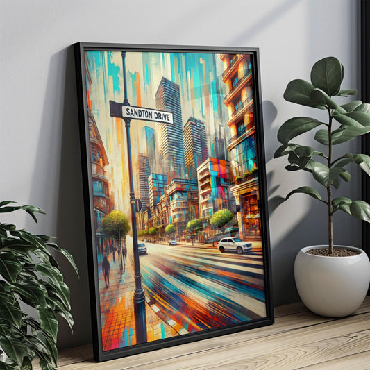 Sandton Drive Wall Art Print, Johannesburg Travel Poster, South Africa Gift, Modern South African Home Decor, Sandton Dr Art Print